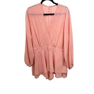 FAUX Wrap Long Sleeve Layered Skirt Pink Romper Dress Unbranded Size XXL